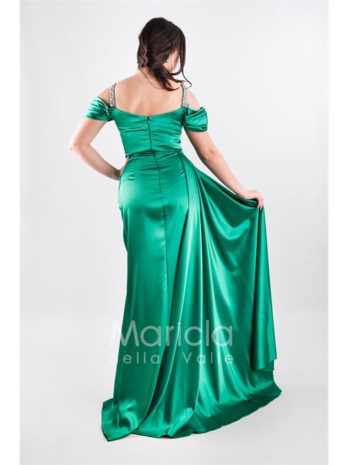 abito scollo pietre con fusciacca MARICLA ELEGANCE | JC35121VERDE